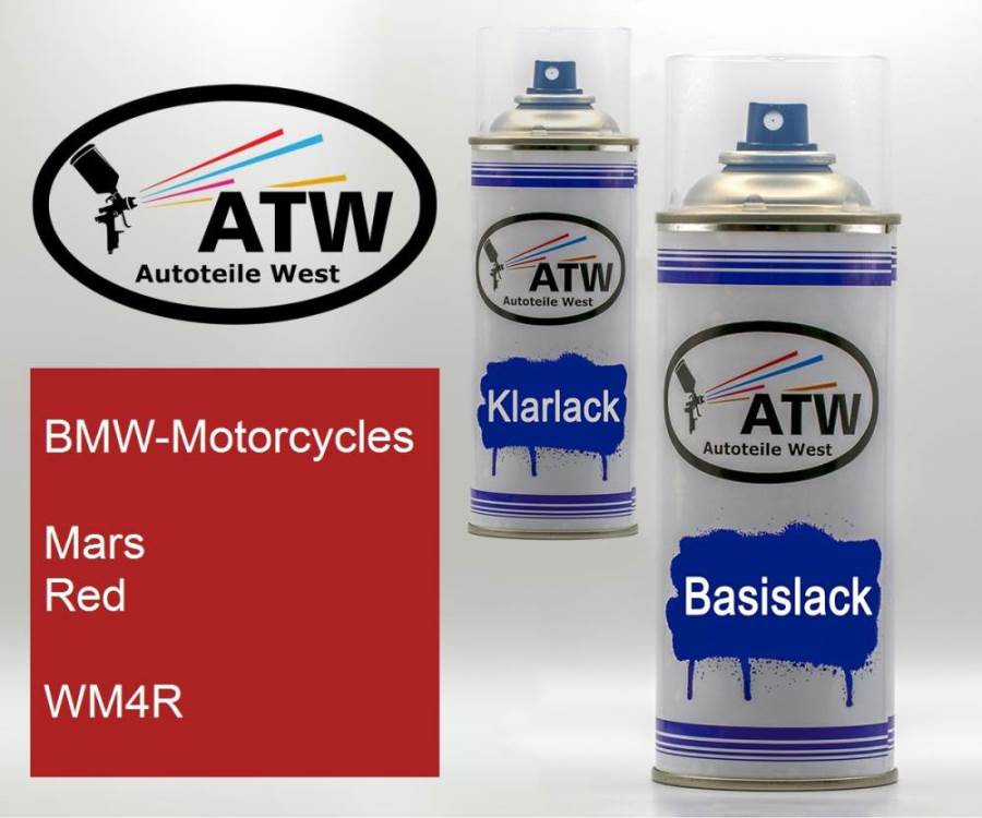 BMW-Motorcycles, Mars Red, WM4R: 400ml Sprühdose + 400ml Klarlack - Set, von ATW Autoteile West.